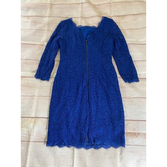 Cache Women's Blue Half Sleeve Lace Cocktail Dress - 10 - Picture 12 of 13